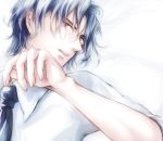  asagi-2580 blue_eyes blue_hair fate/zero fate_(series) matou_byakuya necktie solo 