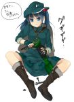  backpack bag blue_eyes blue_hair boots fingerless_gloves gloves hair_bobbles hair_ornament hat kawashiro_nitori key long_sleeves screw short_hair sleeves_rolled_up solo sweatdrop touhou translated translation_request trembling twintails unasaka_ryou wrench 