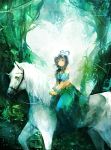  detached_sleeves dress forest heart highres horse jewelry luo_tianyi nature smile vocaloid zhuxiao517 