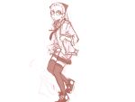  converse digimon digimon_adventure digimon_adventure_02 glasses highres inoue_miyako long_hair monochrome necktie pan!ies shoes shorts sketch smile sneakers solo thigh-highs thighhighs zettai_ryouiki 