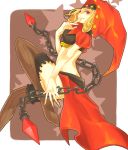  blonde_hair chain chains odin_sphere puff_and_slash_sleeves purple_eyes simple_background solo thigh-highs thighhighs velvet_(odin_sphere) violet_eyes weapon 