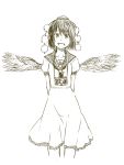  :d alternate_costume arms_behind_back camera collarbone dress hat kawashina_(momen_silicon) looking_at_viewer monochrome neckerchief open_mouth pointy_ears sailor_dress shameimaru_aya short_hair sketch smile solo tokin_hat touhou wings 
