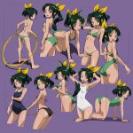  :d all_fours animal_ears ass barefoot bikini black_bikini competition_swimsuit green_bikini green_eyes green_hair green_swimsuit hair_ribbon hoop hula_hoop looking_back midorikawa_nao navel one-piece_swimsuit open_mouth palms_on_ground paw_pose ponytail precure ribbon rohitsuka school_swimsuit side-tie_bikini sketch smile smile_precure! standing swimsuit tail white_swimsuit 