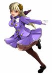  blonde_hair capcom capcom_fighting_jam dress gloves hairpods impossible_clothes ingrid kimohiko mary_janes open_mouth pantyhose purple_dress red_eyes shoes smile 