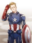  belt blonde_hair blue_eyes captain_america kanapy marvel messy_hair shield solo steve_rogers striped superhero 