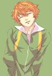  character_request closed_eyes eyes_closed male orange_hair shiro_(reptil) short_hair simple_background solo tennis_no_ouji-sama 