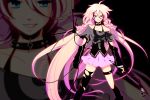  bare_shoulders blue_eyes braid grin ia_(vocaloid) long_hair looking_at_viewer microphone_stand pink_hair shamo_(somnium) single_thighhigh skirt smile solo thigh-highs thighhighs twin_braids very_long_hair vocaloid zoom_layer 
