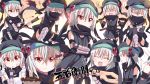  apron blush blush_stickers closed_eyes crossed_arms elbow_gloves fingerless_gloves fishnets food food_on_face gloves hachisuka_goemon japanese_clothes kitahara_tomoe_(kitahara_koubou) ninja oda_nobuna_no_yabou red_eyes scarf short_hair silver_hair skull smile sword tears thigh-highs thighhighs translation_request weapon 