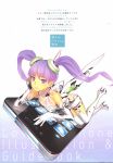  absurdres apple_inc. bodysuit cellphone gloves high_heels highres holding iphone nagi_ryou original phone product_placement purple_eyes purple_hair shoes smile solo twintails violet_eyes wings 