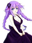  :o alternate_costume bare_shoulders blue_eyes blush bow braid breasts choujigen_game_neptune cleavage dress embarrassed hair_bow hair_ornament hibikaze long_hair looking_at_viewer neptune_(choujigen_game_neptune) open_mouth purple_hair purple_heart solo symbol-shaped_pupils tears twin_braids very_long_hair 