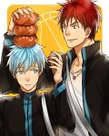  basketball blue_eyes blue_hair kagami_taiga kanapy kuroko_no_basuke kuroko_tetsuya multiple_boys red_eyes red_hair redhead ring_necklace school_uniform 