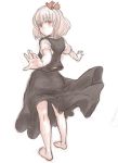  barefoot blonde_hair hair_ribbon highres kuro_suto_sukii legs long_sleeves looking_back outstretched_arms red_eyes ribbon rumia short_hair simple_background sketch solo touhou 