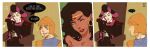  2boys beard blood claude_frollo dark_skin english esmeralda_(disney) facial_hair gypsy helmet lipstick makeup multiple_boys nosebleed phoebus red_lipstick saikaro the_hunchback_of_notre_dame wink 