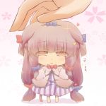  animal_ears blush bow cat_ears cat_tail chibi crescent hands hazuki_ruu kemonomimi_mode long_hair long_sleeves minigirl no_hat no_headwear open_mouth patchouli_knowledge purple_eyes purple_hair smile solo sparkle tail touhou very_long_hair violet_eyes 