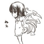  arms_behind_back houjuu_nue monochrome short_hair simple_background sketch smile solo touhou white_background yuya_(night_lily) 