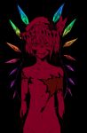  :p bust collarbone crystal flandre_scarlet highres iro_marimo monochrome mound_of_venus navel nude red red_eyes side_ponytail solo tongue touhou wings 