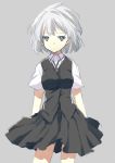  eka_eri kosegawa_shiromi my_ml saki school_uniform short_hair simple_background solo uniform_vest white_hair 
