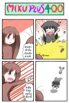  4koma animal_ears antennae black_dress black_hair brown_eyes brown_hair cat_ears catstudio_(artist) cockroach comic dress fish highres insect kuro_(miku_plus) multiple_girls open_mouth personification peter_(miku_plus) pointing pointing_at_viewer thai translated translation_request vocaloid 