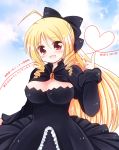  blonde_hair blush bow breasts cleavage drill_hair hair_bow hayate_no_gotoku! heart heart_of_string long_hair open_mouth red_eyes smile solo sukuneko tennousu_athena 