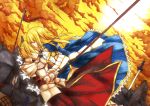  1boy 1girl armor armored_dress arrow banner battlefield blonde_hair closed_eyes cloud clouds dress dutch_angle eyes_closed fate/stay_night fate_(series) flower forehead_kiss hair_down kiss lily_(flower) mordred mother_and_daughter mother_and_son multiple_girls polearm saber saber_of_red short_hair sky spear spoilers sunset sword weapon whiisky 