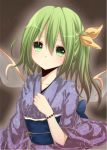  bracelet daiyousei fairy_wings green_eyes green_hair hair_ribbon japanese_clothes jewelry kimono ribbon sid side_ponytail solo touhou wings yamasuta yukata 