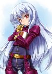  1girl blue_hair drinking gloves head_tilt holding king_of_fighters kula_diamond long_hair looking_at_viewer red_eyes roura solo straw very_long_hair 