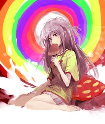  grey_hair hoshi_shouko idolmaster idolmaster_cinderella_girls long_hair mushroom skirt 