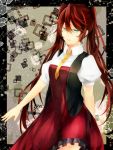  1girl aqua_eyes breasts long_hair necktie open_mouth red_hair redhead sakuno_kizuki twintails 