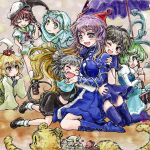  anchor animal_ears black_hair blonde_hair blue_dress capelet closed_eyes dress eyes_closed gem gradient_hair green_eyes green_hair grey_eyes hair_ornament hat heart hijiri_byakuren hood houjuu_nue hug jewelry juliet_sleeves karakasa_obake kneeling kumoi_ichirin long_hair long_sleeves mouse mouse_ears mouse_tail multicolored_hair multiple_girls murasa_minamitsu nanashii_(soregasisan) nazrin neckerchief necklace open_mouth pendant puffy_sleeves purple_hair red_eyes sailor_dress sailor_hat shirt short_hair short_sleeves shorts silver_hair sitting skirt smile tail tatara_kogasa tiger toramaru_shou touhou umbrella undefined_fantastic_object unzipped very_long_hair vest wide_sleeves wink 