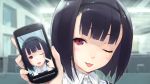  black_hair close game_cg hana_wa_oritashi_kozue_wa_takashi short_hair tagme wink 