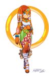  1girl 2012 bare_shoulders blue_eyes bracelet dated furry jewelry looking_at_viewer midriff mole necklace orange_hair parody rat_rage ring robaato sandals signature solo sonic_the_hedgehog standing style_parody tikal tikal_the_echidna 