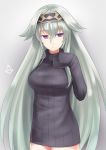  agarest_senki bottomless breasts character_request drawfag dyshana hairband kerasu large_breasts naked_sweater oversized_sleeves purple_eyes ribbed_sweater silver_hair sleeves_past_wrists sweater turtleneck violet_eyes 