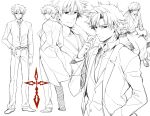  character_sheet cigarette command_spell emiya_kiritsugu fate/stay_night fate/zero fate_(series) japanese_clothes kimono kuroemon long_coat male multiple_persona necktie trench_coat 