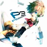  android armband blonde_hair blue_eyes bow cyborg eri127 hair_over_one_eye persona persona_3 ribbon robot_joints short_hair simple_background solo 