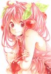  cherry food fruit hatsune_miku long_hair necktie pink_eyes pink_hair sakura_miku smile solo spicaboy vocaloid 
