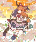  1girl bad_id blush bow brown_hair chain chains gourd hair_bow highres horns ibuki_suika long_hair red_eyes ribbon ringetsumon short_hair skirt smile solo touhou wrist_cuffs 