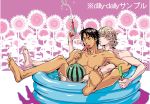  ball barnaby_brooks_jr blonde_hair brown_hair closed_eyes eyes_closed facial_hair green_eyes kaburagi_t_kotetsu male multiple_boys nude popsicle short_hair solo stubble tiger_&amp;_bunny wading_pool water_gun yaoi 