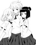  aislinn_wishart blush chinchilla kosegawa_shiromi monochrome multiple_girls pen ribbon saki short_hair smile usuzawa_sae 