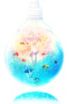  black_hair fish furai highres lightbulb original school_uniform short_hair skirt solo submerged underwater upside-down water 