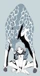  animal barefoot character_request flat_color giraffe male monochrome shiro_(reptil) short_hair simple_background sitting solo tennis_no_ouji-sama 