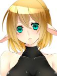  aqua_eyes bad_id blonde_hair blush character_request long_pointy_ears looking_at_viewer mizuhashi_parsee pointy_ears short_hair sleeveless sleeveless_shirt solo touhou yutazou 