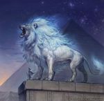  copyright_request fangs g.river lion mane night night_sky no_humans open_mouth pyramid sculpture side sky stone sunset twilight watermark web_address 
