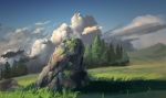  clouds grass highres johanes_rome landscape no_humans original rock scenery sky tree 