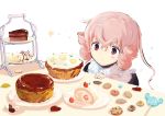  blush cake candy cherry chocolate cookie copyright_request food fruit heart highres lollipop omiomi_kekyu pink_eyes shaped_lollipop sister_honey_biscuit slice_of_cake solo star 