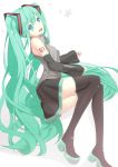  :d absurdres aqua_hair bare_shoulders blue_eyes boots detached_sleeves hatsune_miku highres long_hair open_mouth simple_background skirt smile solano solo thigh-highs thigh_boots thighhighs twintails very_long_hair vocaloid white_background 