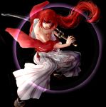  fighting_stance full_body hakama haruko_(ya512722) himura_kenshin japanese_clothes long_hair ponytail red_hair redhead rurouni_kenshin scar solo ya512722 