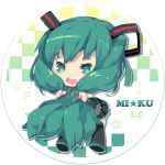  character_name chibi detached_sleeves green_eyes green_hair hair_grab hatsune_miku long_hair mhz necktie open_mouth skirt solo thigh-highs thighhighs twintails very_long_hair vocaloid 