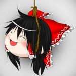  blush bow frills hair_bow hair_tubes hakurei_reimu hanging head no_humans noose open_mouth rimota12 rope simple_background solo touhou you're_doing_it_wrong yukkuri_shiteitte_ne 