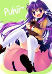  1girl abondz absurdres clannad fujibayashi_kyou highres long_hair purple_hair school_uniform thigh-highs violet_eyes 