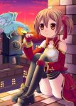  bare_shoulders brown_eyes brown_hair dragon fingerless_gloves gloves ikeda_yuuki pina_(sao) short_twintails silica sword_art_online thigh-highs thighhighs twintails 